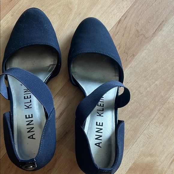 Anne Klein Dark Blue Cross-Strap Flats - Picture 1 of 4